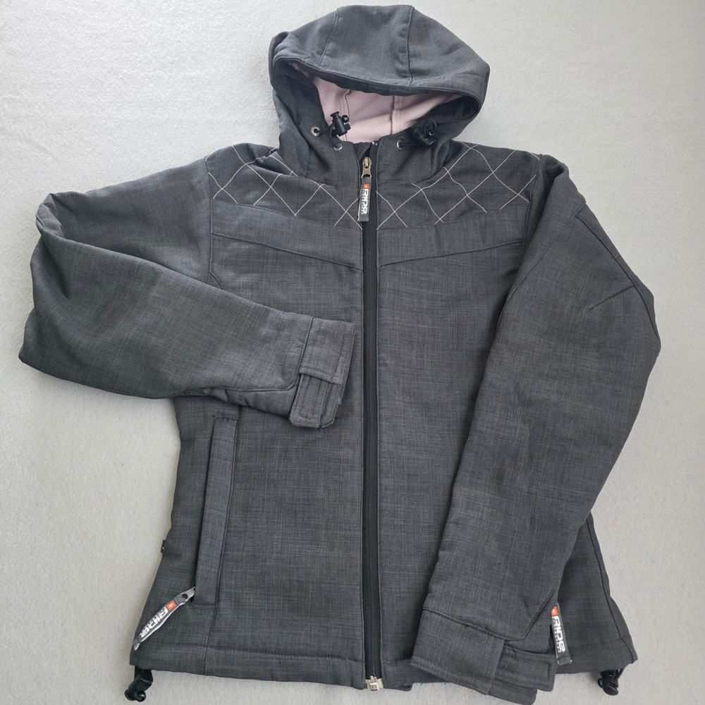 Ride Snowboards Arsenal Women Softshell Jacket Gray Fleece Lined Hooded Small